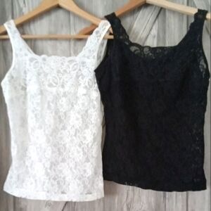 Black, White Lace Camisoles Bundle M